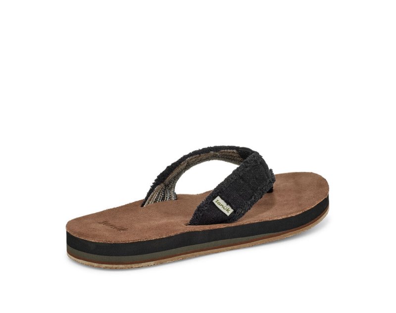 Sanuk Fraid Not Soft Top Eco Friendly Men's Flip Flops Black | Canada 254LIS